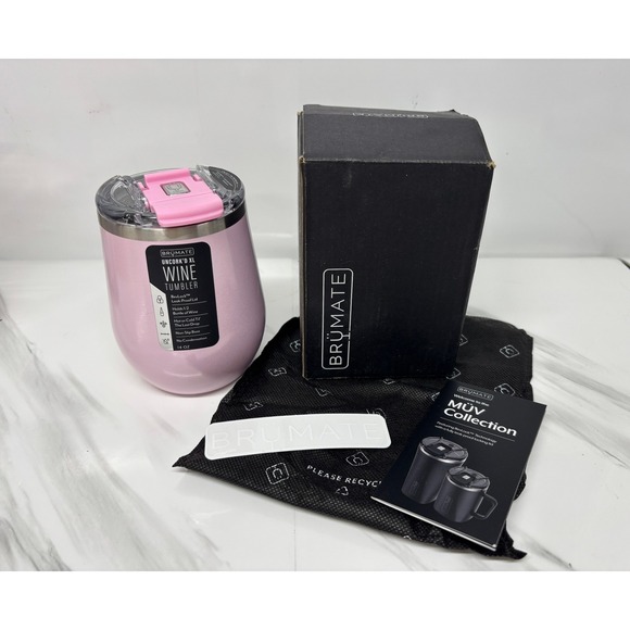 BRUMATE Other - BruMate Uncork'd XL Wine Tumbler 14oz Glitter Pink BevLock Leak Proof Lid NEW